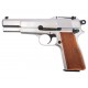 Страйкбольный пистолет WE BROWNING HI POWER, хромированный, металл, с кобурой прикладом WE-B006
